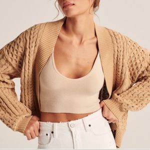 Abercombie & Fitch Chanille Tan Cardigan